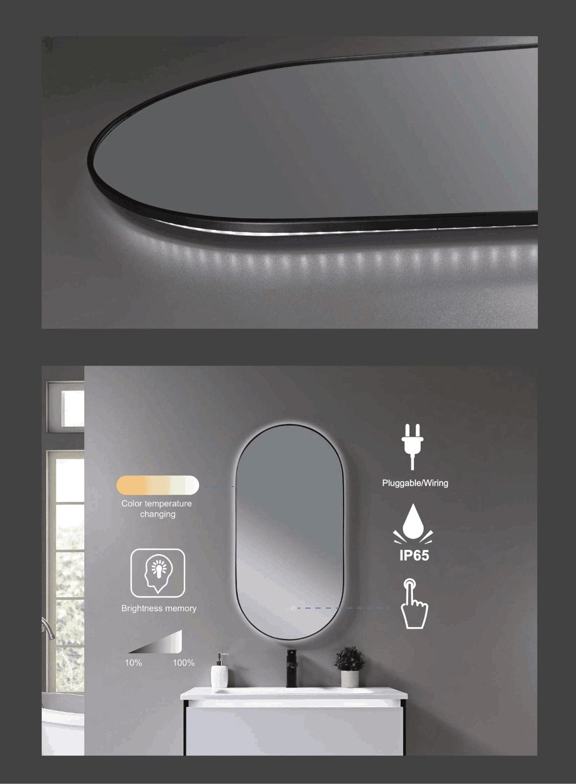 My Store Miroir Shadow Miroir LED 20"